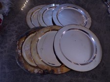 Satz 6 Platzteller 32 cm versilbert schöne Qualität gebördelter Rand TOP  !