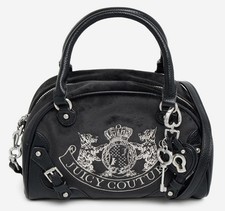 Juicy Couture Zweig Hunde Bowler Bowling Samt schwarz Tasche brandneu mit Etikett