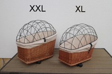 Hundefahrradkorb Gepäckträger mit Stoffbezug und Gitter XL oder XXL Weidenkorb 