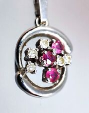 ? Rubin & Diamant ?  Gold 585  Anhänger Weißgold  Schmuck Floral Brilliant