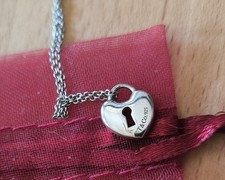 Orig. Tiffany & Co. Vintage Herz / Schloss / Charm Anhänger mit Kette Silber