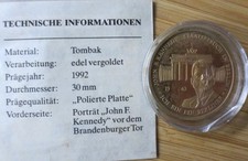 Gedenkmünze John F. Kennedy "Ich bin ein Berliner" vergoldet 1992