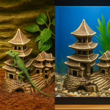 Aquarium Dekoration XXL China Tempel 27x16x25cm Deko Terrarium Höhle Felsen