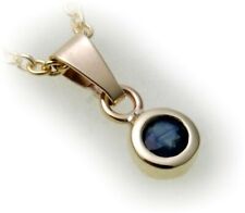 Damen Anhänger Safir echt Gold 585 14 karat Halsschmuck Gelbgold Saphir Neu