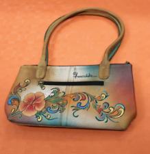 Kleine Anuschka-Handtasche mit Blumendekor, handbemalt, Leder, Original