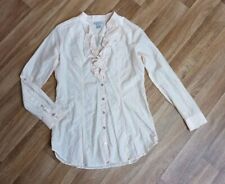 H&M Longbluse Gr.38 Nude 25% Seide Rüschen Turn Up Ärmel Top Zustand