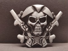 Buckle/Gürtelschnalle PIRATE SKULL Guns (Pirat, Biker)