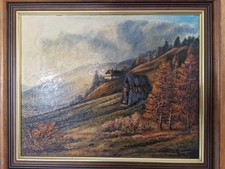 Antikes Bild mit Gold Rahmen Herbstlandschaft