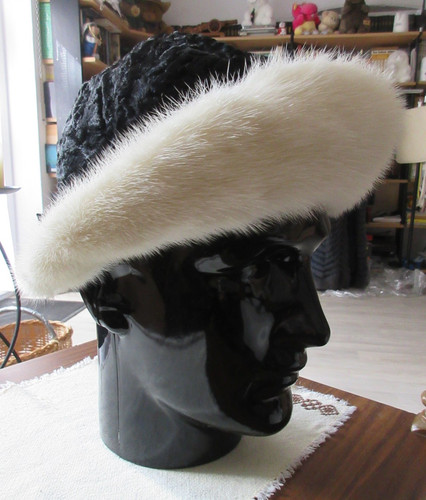 Pelzkappe mütze nerz - pelzkappe, schwarz