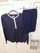 2Tlg. Damen Schlafanzug / Pyjama, Nachthemd + Schlafshorts  Gr.44/46 Blau