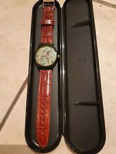 Armbanduhr unisex, Echtlederarmband braun,  Motiv Leone, italienisch, Tusciart