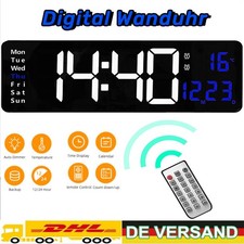 16-Zoll Große LED Digital Wanduhr Datum Temperaturanzeige Wecker +Fernbedienung