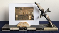 großer Art Deco Bilderrahmen aus Marmor mit Möwe Frankreich 30er Jahre