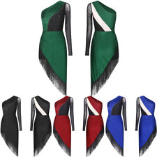 Frauen Kleid Ballsaal Tanzbekleidung Asymmetrische Fransen Kostüm Tanz ChaCha
