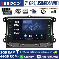 7" 2 DIN Autoradio Android 14 GPS Navi für VW GOLF 5 6 Passat Touran Tiguan EOS