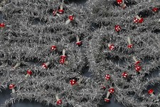 Silber Tinselkette Lametakette ca 140cm Fliegenpilze aus Masse Girlande um 1940