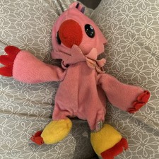 Vintage Digimon Biyomon Beanie 6" Plüschtier Bandai 1997 Rosa Roter Vogel 