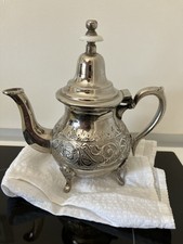 Marokkanische Teekanne, versilbert, Hadj Bennani, Fes, Marokko