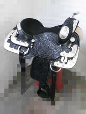 Schwarzer leder western show - schwarzer,
