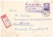 Stulln ü. Nabburg R-Brief 1958 Poststelle 2 Schwarzenfeld, Schwandorf, Oberpfalz