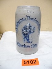 5102.      Alter Steingut Bierkrug  Deutsches Bundesschiessen München  Bierkrug