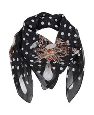 Seidentuch GIVENCHY 84x84cm schwarz weiß Punkte Blumen Schmucksteine braun Perle