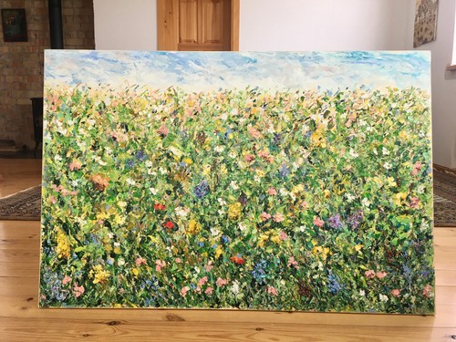 Blumenfeld impasto ölgemälde - blumenfeld,