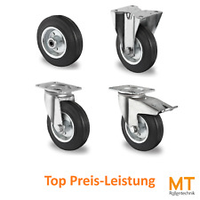 Transportgeräterolle 80-200mm – Gummi schwarz – Lenkrolle, Bockrolle, Bremse