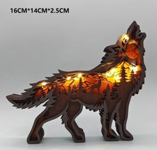 3D Holz Deko Heulender Wolf