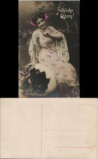 Ostern Easter - schöne Frau Osterhase Riesenei - Fotokunst coloriert 1911