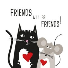 20 Servietten Friends will be Freundschaft Katze Maus Haustiere Herz 33x33cm