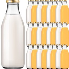 25 Glasflaschen 1 Liter Flaschen Saftflaschen Milchflaschen Schraubdeckel gold