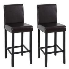 B-Ware 2er-Set Barhocker Vicenza, Tresenhocker, Holz+LEDER, braun, dunkle Beine