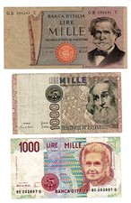 SET 3 BANKNOTEN ITALIEN ITALY