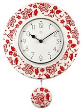 Pendeluhr Küchenuhr rot weiß