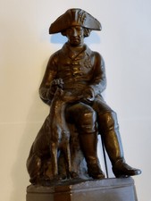 Figur Der Alte Fritz Friedrich der Große 25cm mit Hund Zink bronziert Original