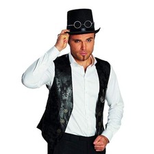 EDLE SCHWARZE STEAMPUNKWESTE Steampunk Zahnrad Weste Gothic Kostüm Größe 52 M/L