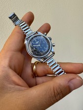 Heuer Chronograph Big Eyes vergoldetes Zifferblatt Radium seltenes Gehäuse Stahl Schweiz Valjoux