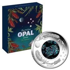 1 Oz Silbermünze  - Australien - Perth Mint - Wombat - Opal-Serie - PP - 2012 -