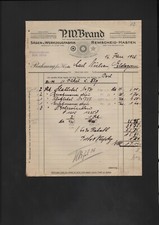 REMSCHEID-HASTEN, Rechnung 1926, P. W. Brand Sägen-Werkzeug-Fabrik