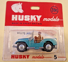 Husky Models No. 5 Willys Jeep Modellauto auf Karte, Neu in OVP