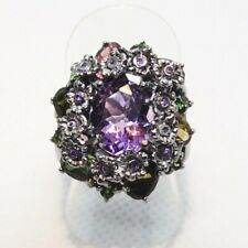 Amethyst Multicolor Turmalin CZ Ring 925 Silber Black Rhodium 16,5 mm 52