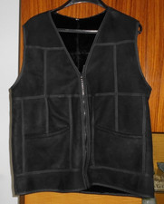 Super Da o.He.Weste, außen Wildleder,innen Fell,Wendeweste,Gr.L,schwarz,unbenutz