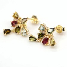 Natürliche multicolore Tourmaline Ohrringe in Gold Plated