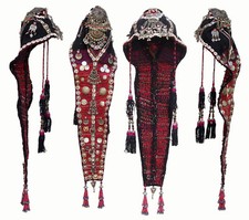 Damen Mädchen bestickt Hochzeit Kopfschmuck Hut Kappe Nuristan Kohistan Afghanistan 4