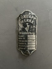 ZUNDAPP KS601 1951 Kennzeichnungsschild Original Deutschland