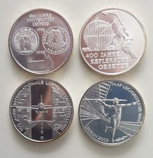 4 X 10 EURO SILBER  925ER, 2009 LEIPZIG, KEPLER, LUFTFAHRT, LEICHTATHLETIK WM
