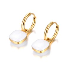 Vintage Weiß Emaille Creolen