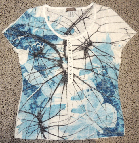Damen shirt weiß blau - damen, print