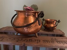 Hexenkessel Kupfer Kessel Halloween Vintage Blumenvase Dreibein Retro